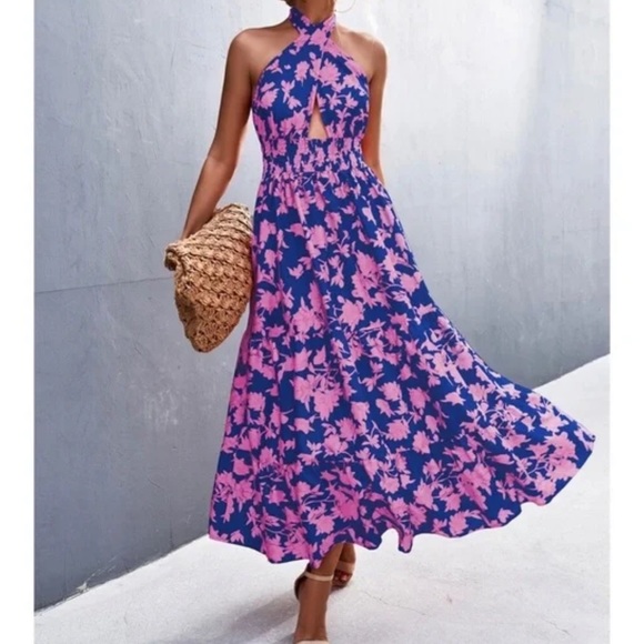 Boho floral print halter maxi dress - Picture 9 of 9